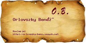 Orlovszky Benő névjegykártya